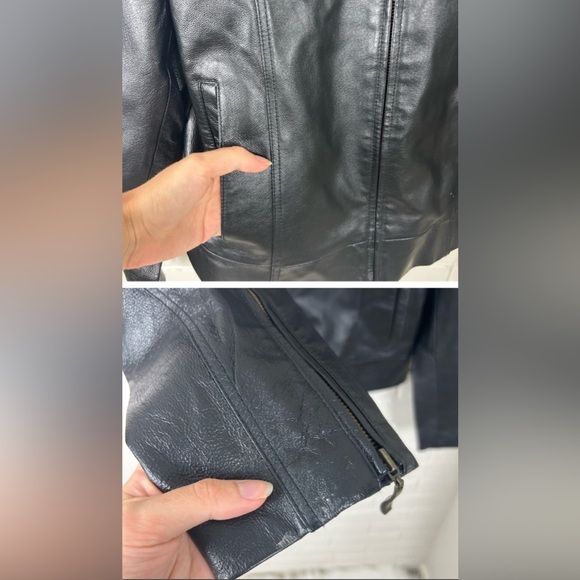 Vintage Austin Clothing Co. Black 100% Genuine Leather Zip Front Jacket Size M - Picture 2 of 5